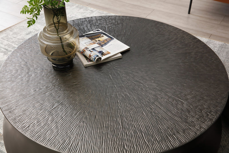 Airdrie - Modern Antique Grey Round Coffee Table Set
