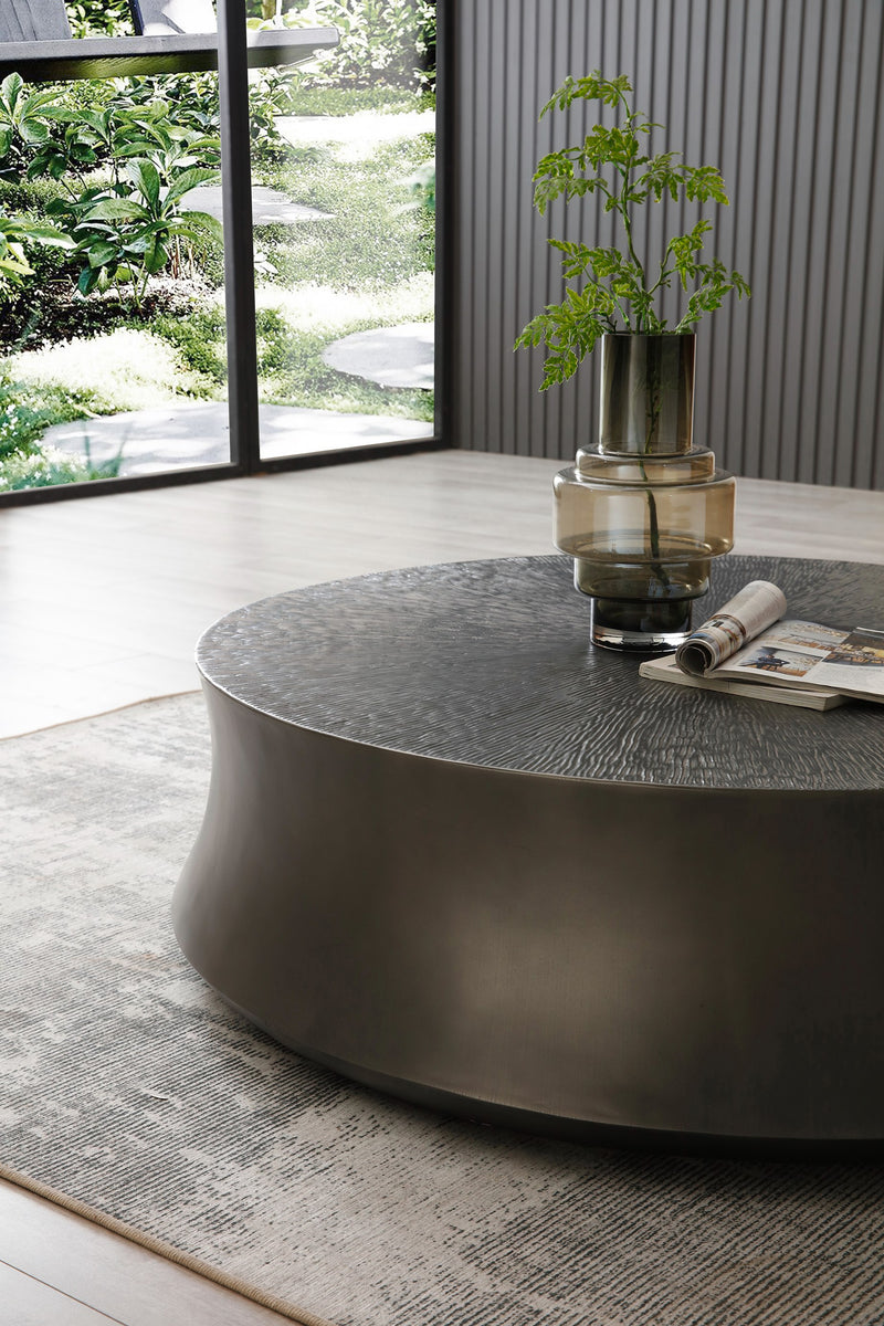 Airdrie - Modern Antique Grey Large Round Coffee Table — view 5
