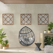 Noble House teardrop hanging chair with 8ft chain, cozy outdoor hammock seat with fabric cushion and sturdy support.