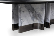 Renfew - Modern Black Oak + Faux Marble Oval Dining Table — view 3