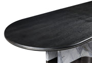 Renfew - Modern Black Oak + Faux Marble Oval Dining Table — view 2