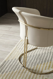 Renfew - Modern Beige Vegan Leather + Champagne Gold Dining Chair — view 2