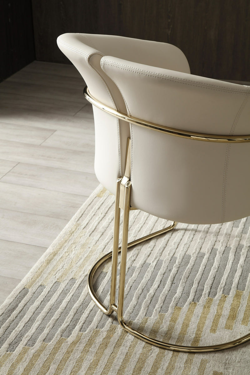 Renfew - Modern Beige Vegan Leather + Champagne Gold Dining Chair — view 2