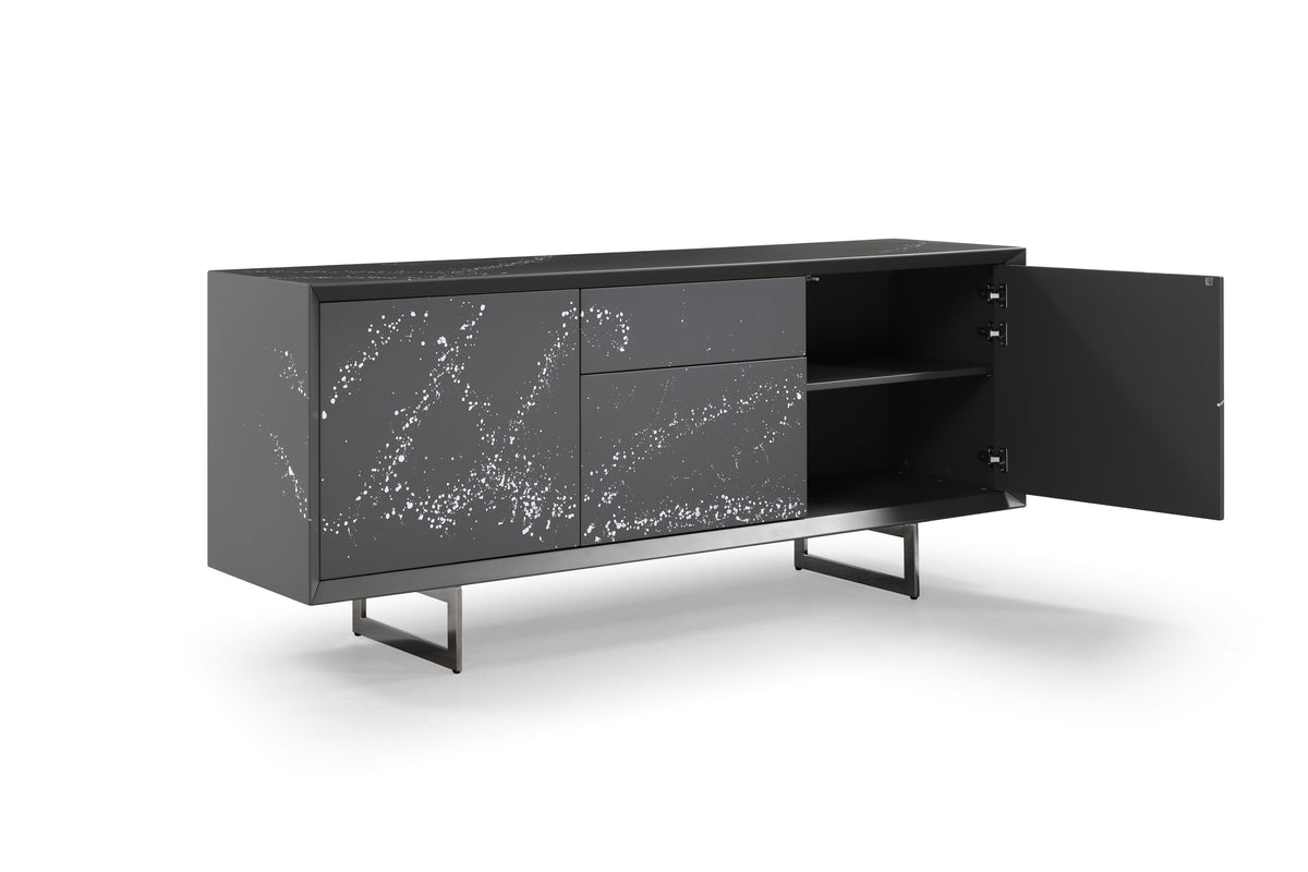 Hawick - Contemporary Dark Grey + Abstract White Paint Buffet — view 2