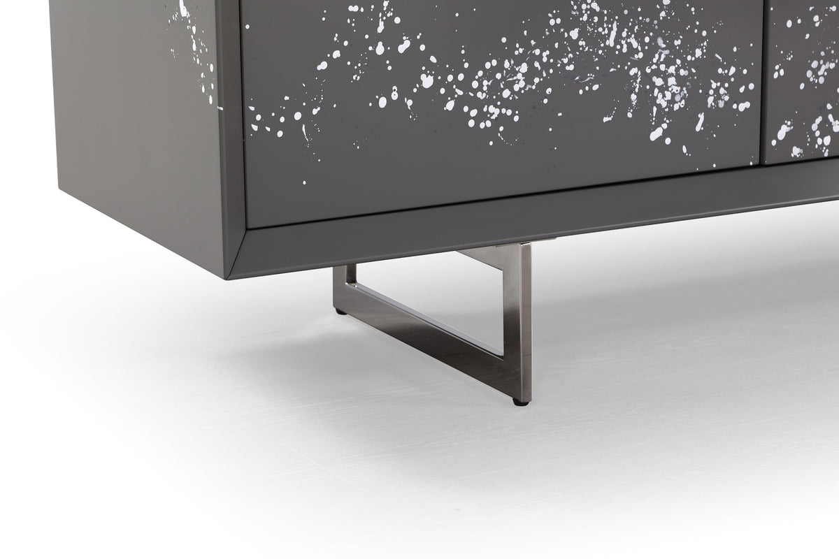 Hawick - Contemporary Dark Grey + Abstract White Paint Buffet — view 5