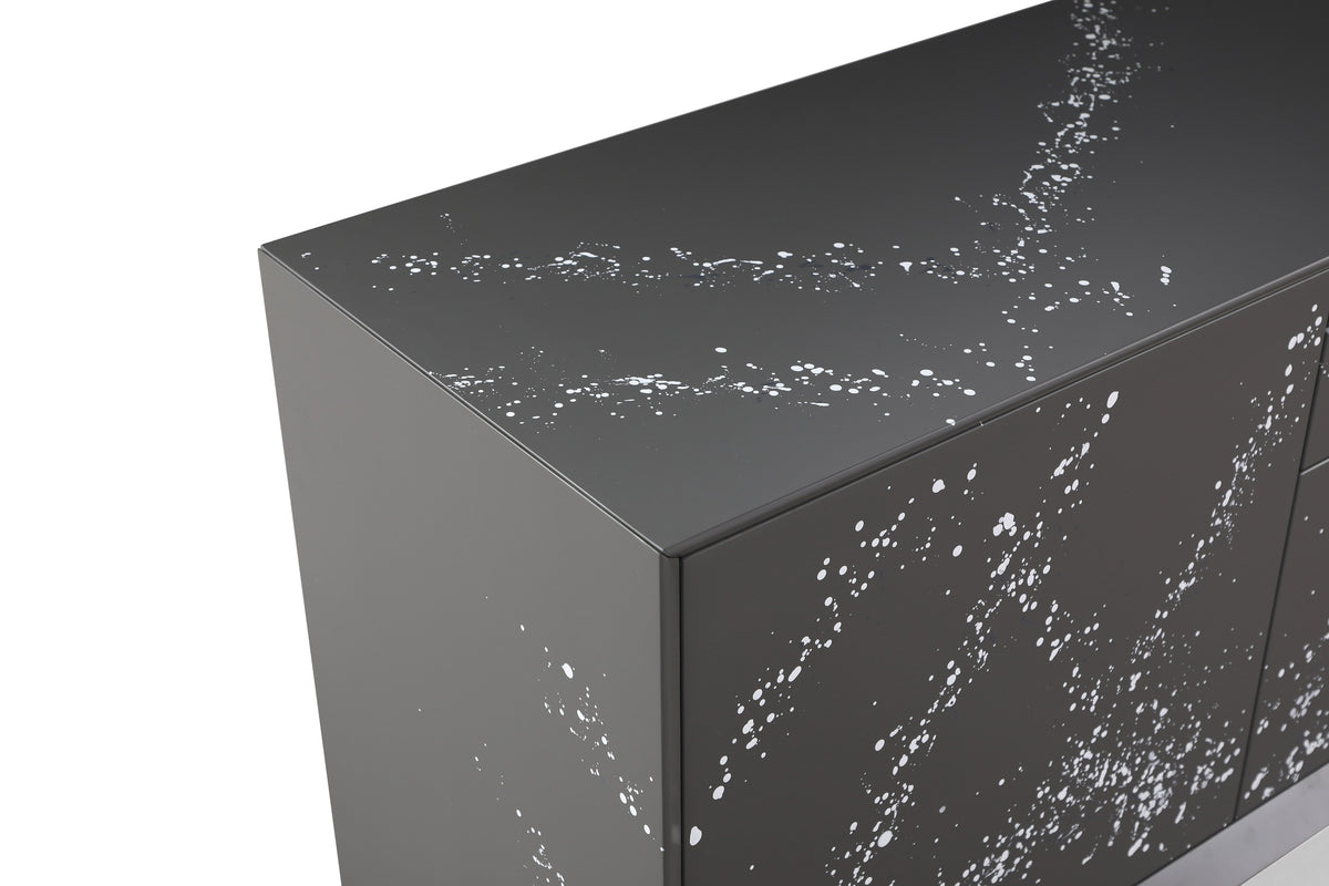 Hawick - Contemporary Dark Grey + Abstract White Paint Buffet — view 3