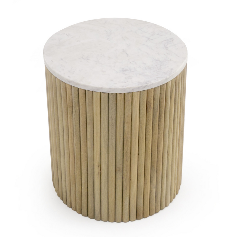 Cambridge White Marble & Mango Round End Table — view 2
