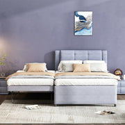 Upholstery Platform Bed With Trundle, Trundle Can Be Flat Or Erected - R&R Furniture Gallery (Fountain Valley, CA)