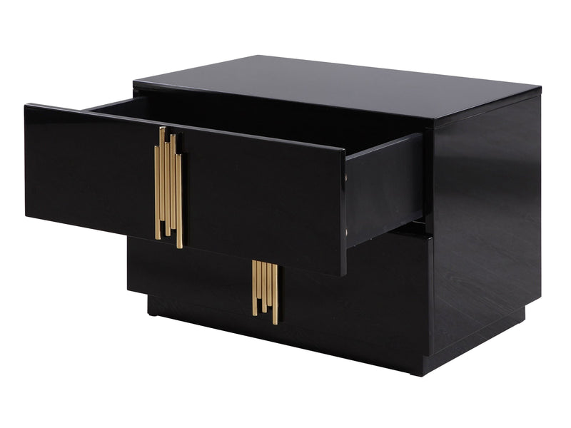 Token - Modern Black + Gold Wide Nightstand — view 3