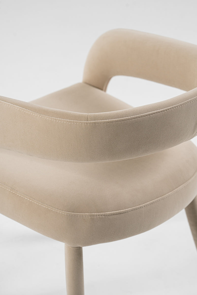 Mundra - Modern Beige Fabric Dining Chair — view 5