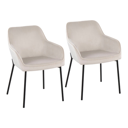 Pair of Lumi Source Daniella contemporary dining chairs with sleek design and cushioned seats, set of two for modern dining spaces.