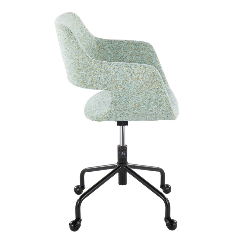 Lumi Source Margarite adjustable office desk chair with modern design, black upholstery, and chrome base for contemporary workspace.
