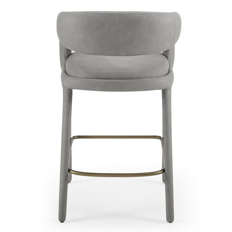 Faerron - Modern Grey Leatherette Counter Chair — view 3