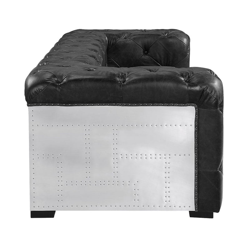 Brancaster - Sofa - Black Top Grain Leather & Aluminum - R&R Furniture Gallery (Fountain Valley, CA)