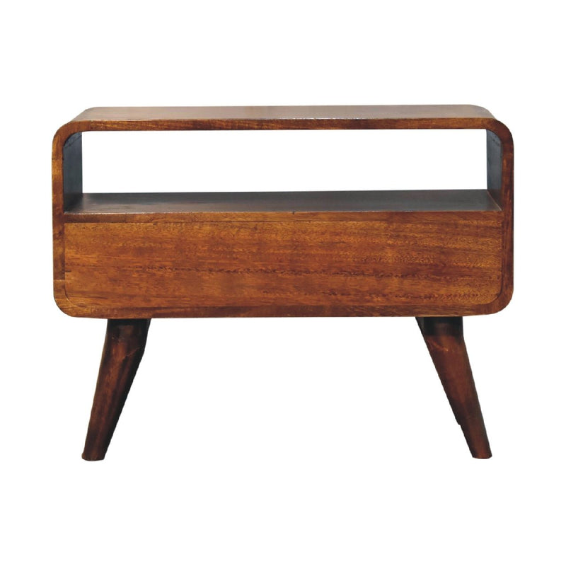 Mini Curved Media Unit - Chestnut - R&R Furniture Gallery (Fountain Valley, CA)
