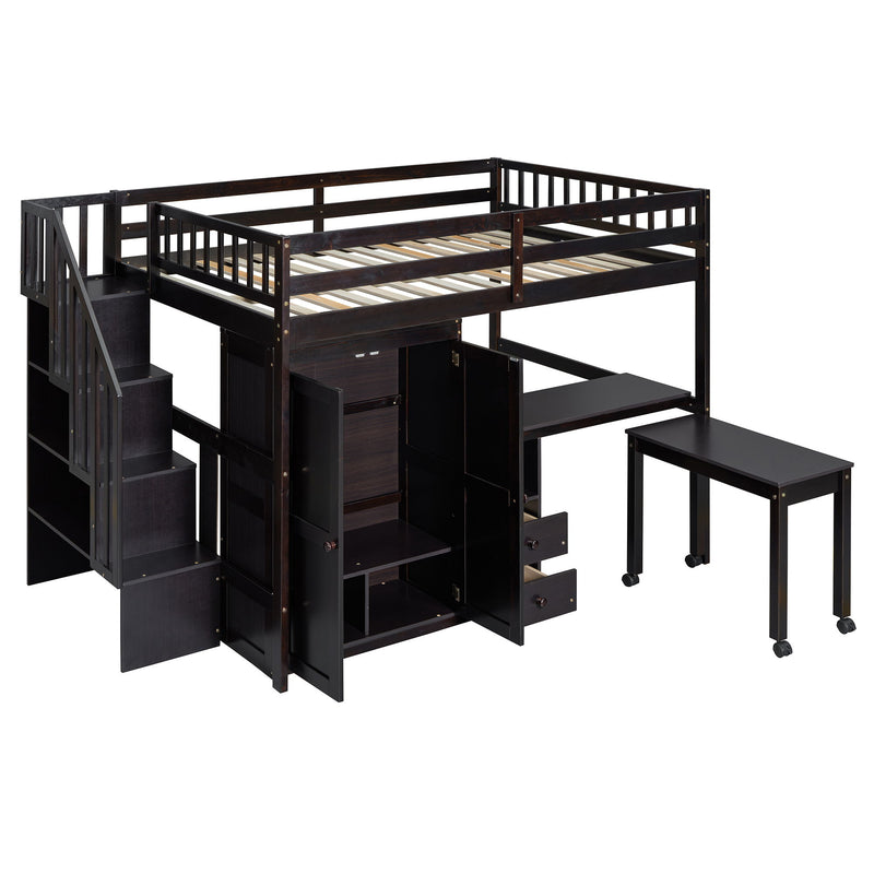 Loft Bed With Stairs, Bookshelf, Drawers, Desk & Wardrobe, Space Saving Multifunctional Furniture - R&R Furniture Gallery (Fountain Valley, CA)