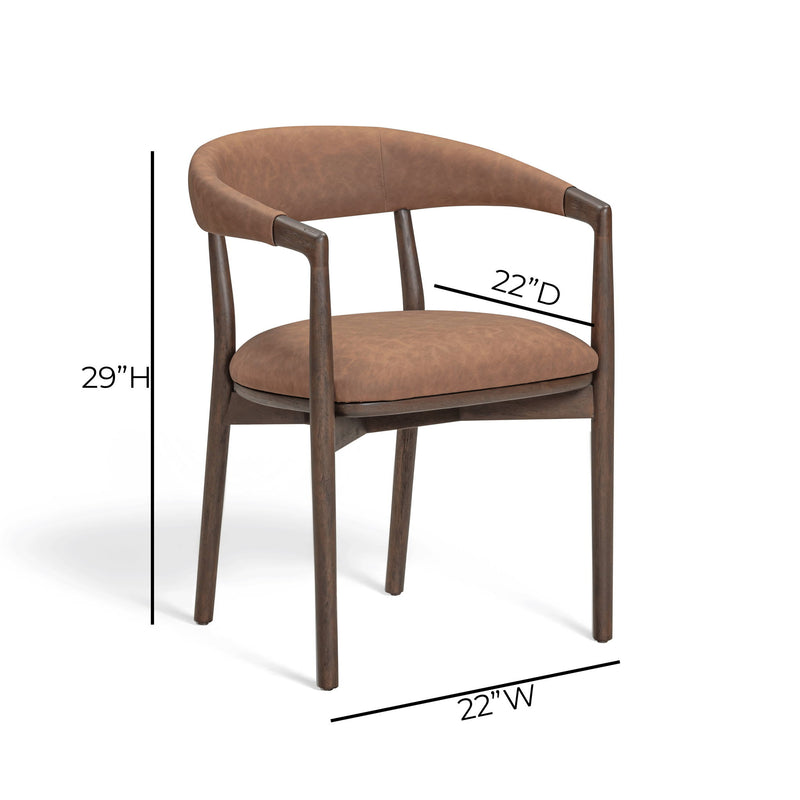 Vina vegan leather dining arm chair by TOV Furniture with sleek design and cushioned seat, perfect for modern dining rooms.