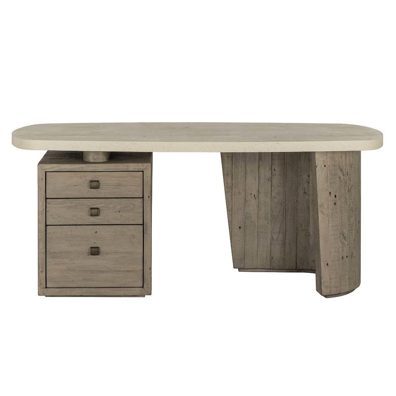 Angus - Solid Wood Desk - Antique White / Distressed Gray - R&R Furniture Gallery (Fountain Valley, CA)
