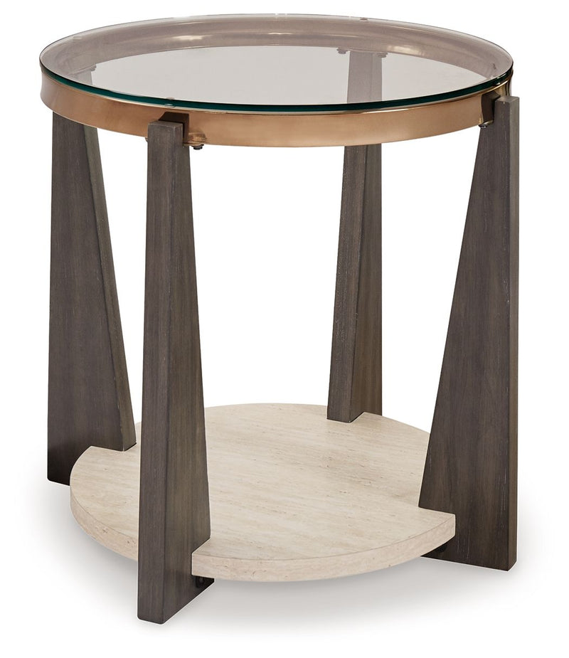 Frazwa - Round End Table - Multi - R&R Furniture Gallery (Fountain Valley, CA)