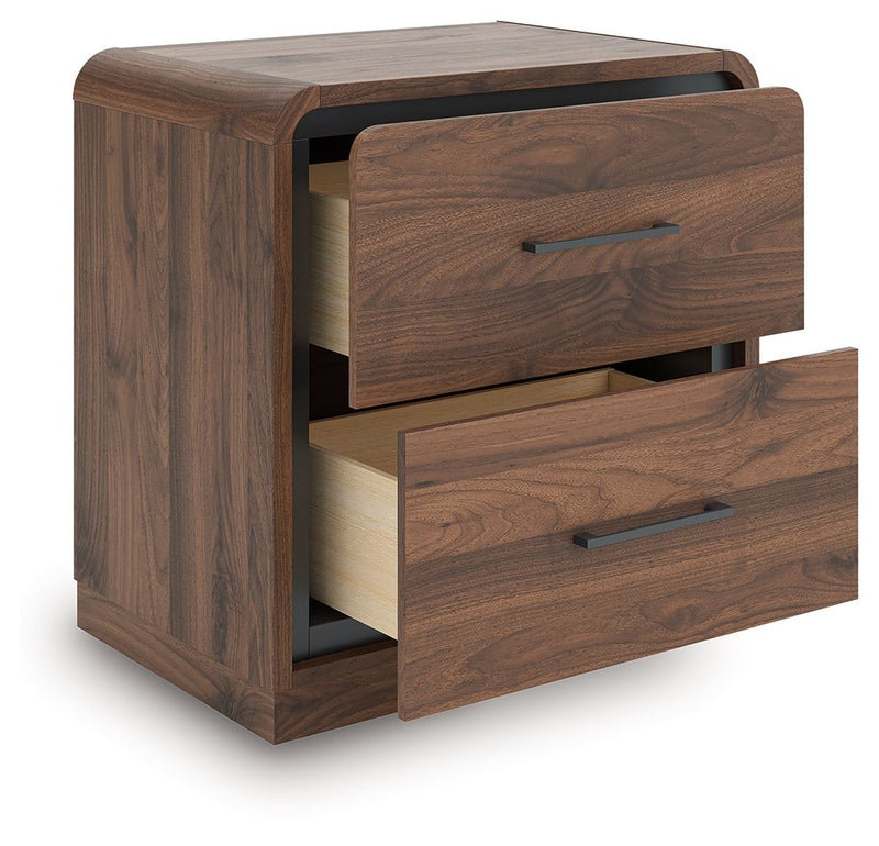 Fortlorn - Two Drawer Night Stand - Walnut Brown - R&R Furniture Gallery (Fountain Valley, CA)