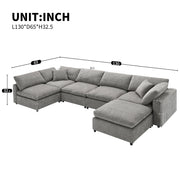 Modern Luxe & Co. modular cloud sofa bed with six seats, U-shaped sectional, and ottoman for living room comfort.