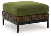 Horizon Hall - Ottoman With Cushion - Brown / Green - R&R Furniture Gallery (Fountain Valley, CA)