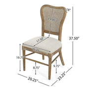 Classic Retro Dining Chair (Set of 2) With Rattan Backrest - Dark Brown / Beige - R&R Furniture Gallery (Fountain Valley, CA)
