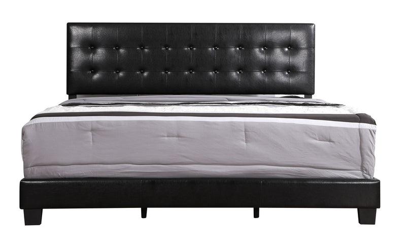 Glory Furniture Caldwell upholstered bed with padded headboard and neutral fabric, modern design for bedroom decor.