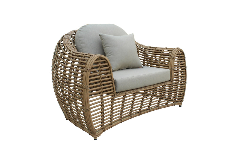 Sandra - Outdoor Beige + Wicker Sofa Set With End Table — view 2