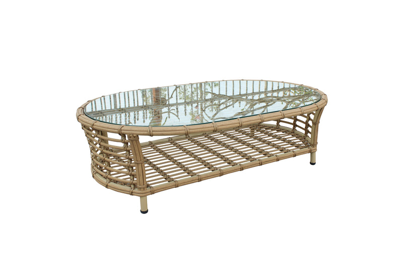 Sandra - Outdoor Beige + Wicker Sofa Set With End Table — view 3