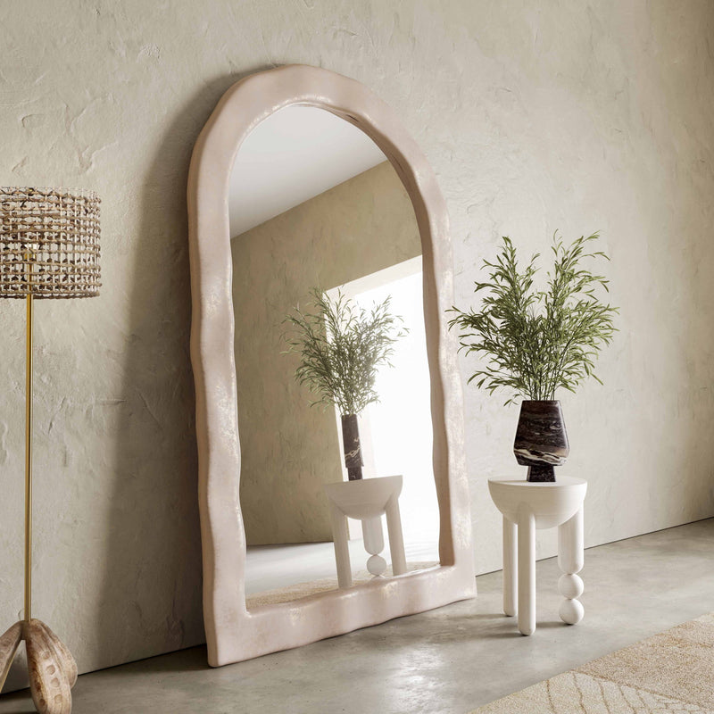 Kaia - Textured Floor Mirror - Cream - R&R Furniture Gallery (Fountain Valley, CA)