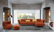 Jacinda - Modern Burnt Orange Fabric Right Facing Sectional Sofa + 2 Yellow Pillows — view 2