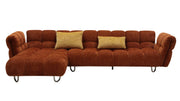 Jacinda - Modern Burnt Orange Fabric Left Facing Sectional Sofa + 2 Yellow Pillows — view 3