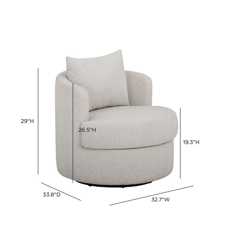 TOV Furniture Silvi swivel chair with modern design, featuring a cushioned seat and backrest in a stylish fabric finish.