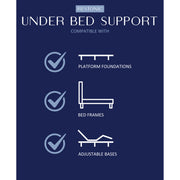 Restonic Comfort Care 13-inch hybrid mattress with plush comfort, showing the layered memory foam and coil construction.