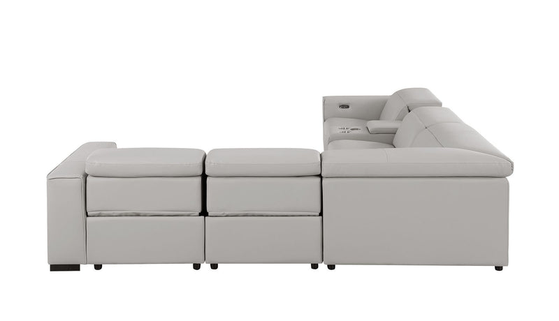 1208 - 6-Piece L-Shaped Leather Reclining Sectional With 3 Power Recliners
