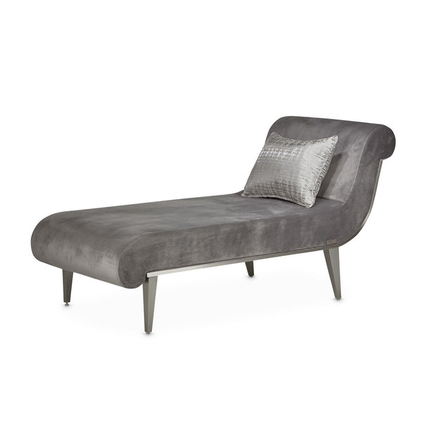 Roxbury Park - Velvet Chaise - Gray Pearl / Stainless Steel