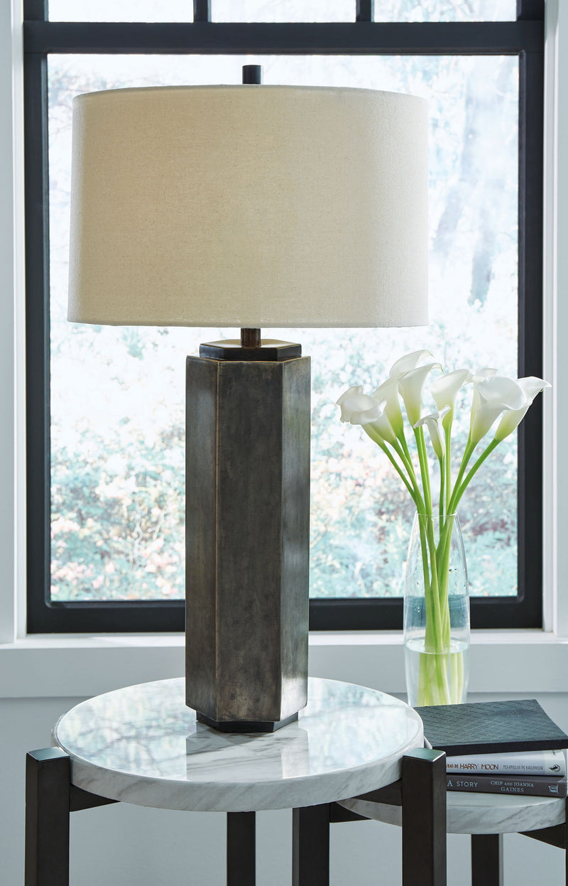 Dirkton - Metal Table Lamp  - Antique Pewter Finish - R&R Furniture Gallery (Fountain Valley, CA)