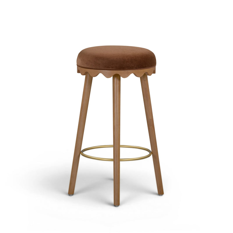 Oodle - Performance Vegan Mohair Light Walnut Stool