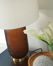 Farberman - Glass Table Lamp - Amber - R&R Furniture Gallery (Fountain Valley, CA)