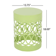 Modern outdoor metal end table by Noble House, large round design with sleek metal frame for patio or garden decor.