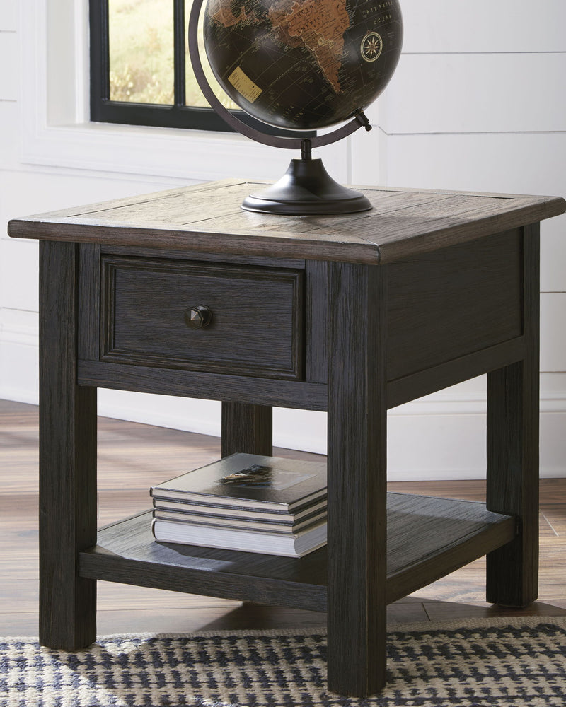 Tyler Creek - Rectangular End Table - Grayish Brown / Black - R&R Furniture Gallery (Fountain Valley, CA)