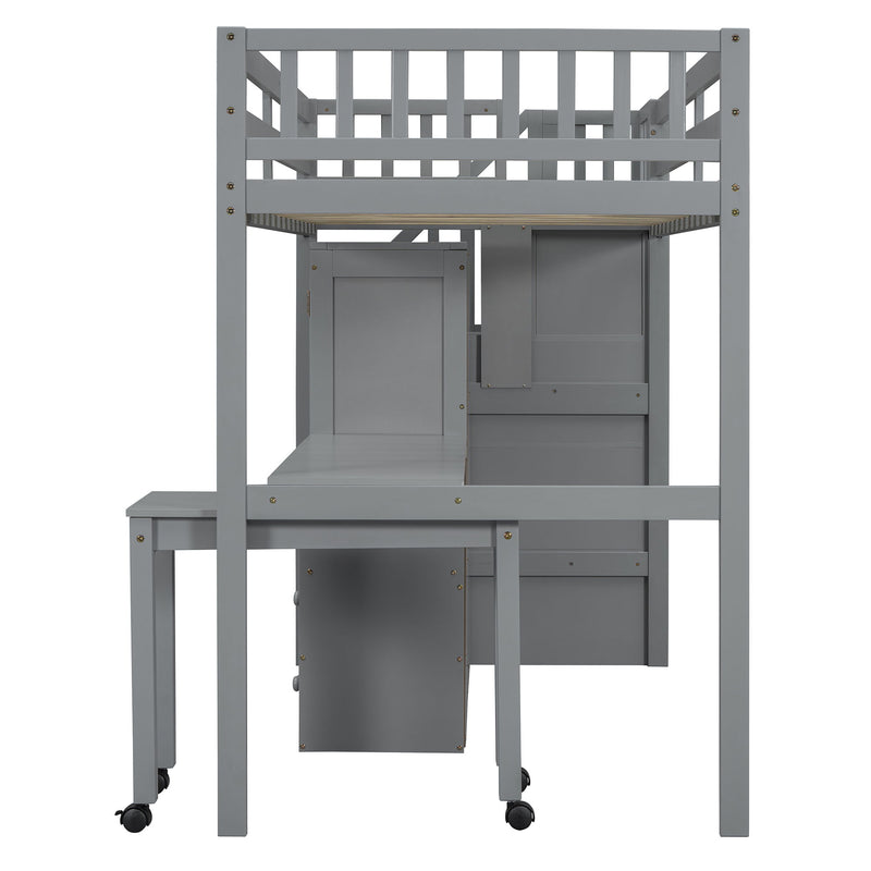 Loft Bed With Stairs, Bookshelf, Drawers, Desk & Wardrobe, Space Saving Multifunctional Furniture - R&R Furniture Gallery (Fountain Valley, CA)
