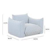TOV Furniture Saint Tropez stuffed outdoor armchair with plush cushions and modern design, perfect for patio or garden seating.