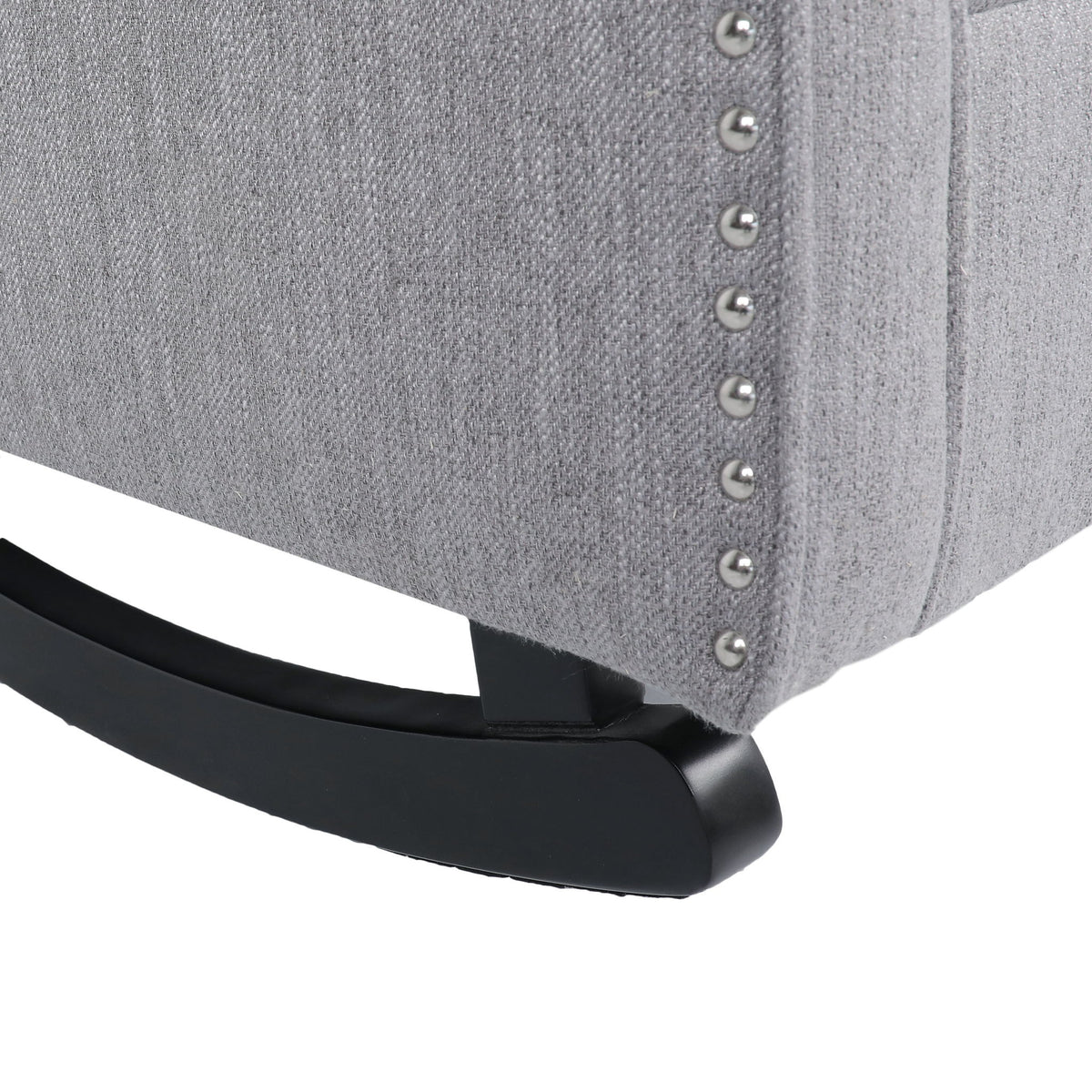 Gray fabric Sheila wingback rocking chair by Noble House featuring tufted upholstery and a contemporary design.