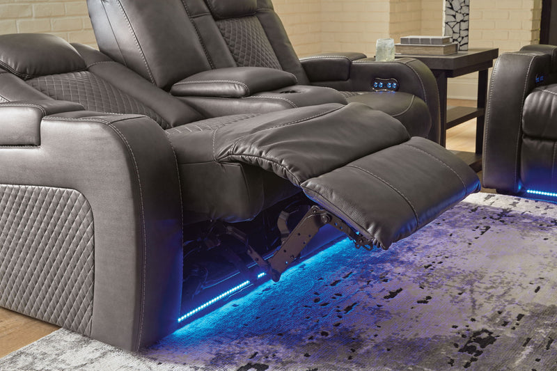 Fyne-dyme - Power Reclining Loveseat With Console/Adj Hdrst - R&R Furniture Gallery (Fountain Valley, CA)