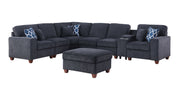 Gina - Sectional Sofa With Ottoman - Black - R&R Furniture Gallery (Fountain Valley, CA)