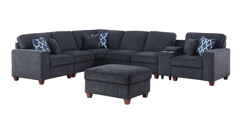 Gina - Sectional Sofa With Ottoman - Black - R&R Furniture Gallery (Fountain Valley, CA)