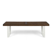 Noble House Intrinsic outdoor dining bench with slat top, sturdy wooden construction, ideal for patio or garden seating.