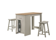 Lilola Home Alonzo small space counter height dining table with cabinet, drawer, and two ergonomic stools in a 3-piece set